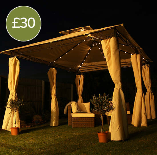 60 Solar LED Gazebo String Lights